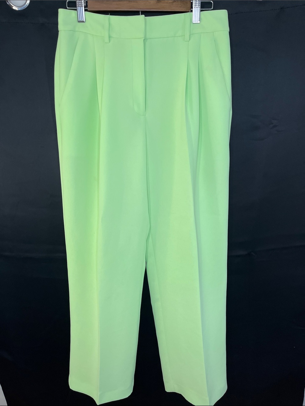 Gianni Bini Neon Lime High-Waist Straight Trousers